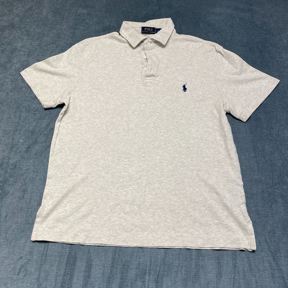 Polo Ralph Lauren Polo Shirt Men Large Heather Gray Pony Logo Cotton Golf Tennis